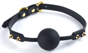 Solid Medium Ball Gag with Italian Leather Straps
